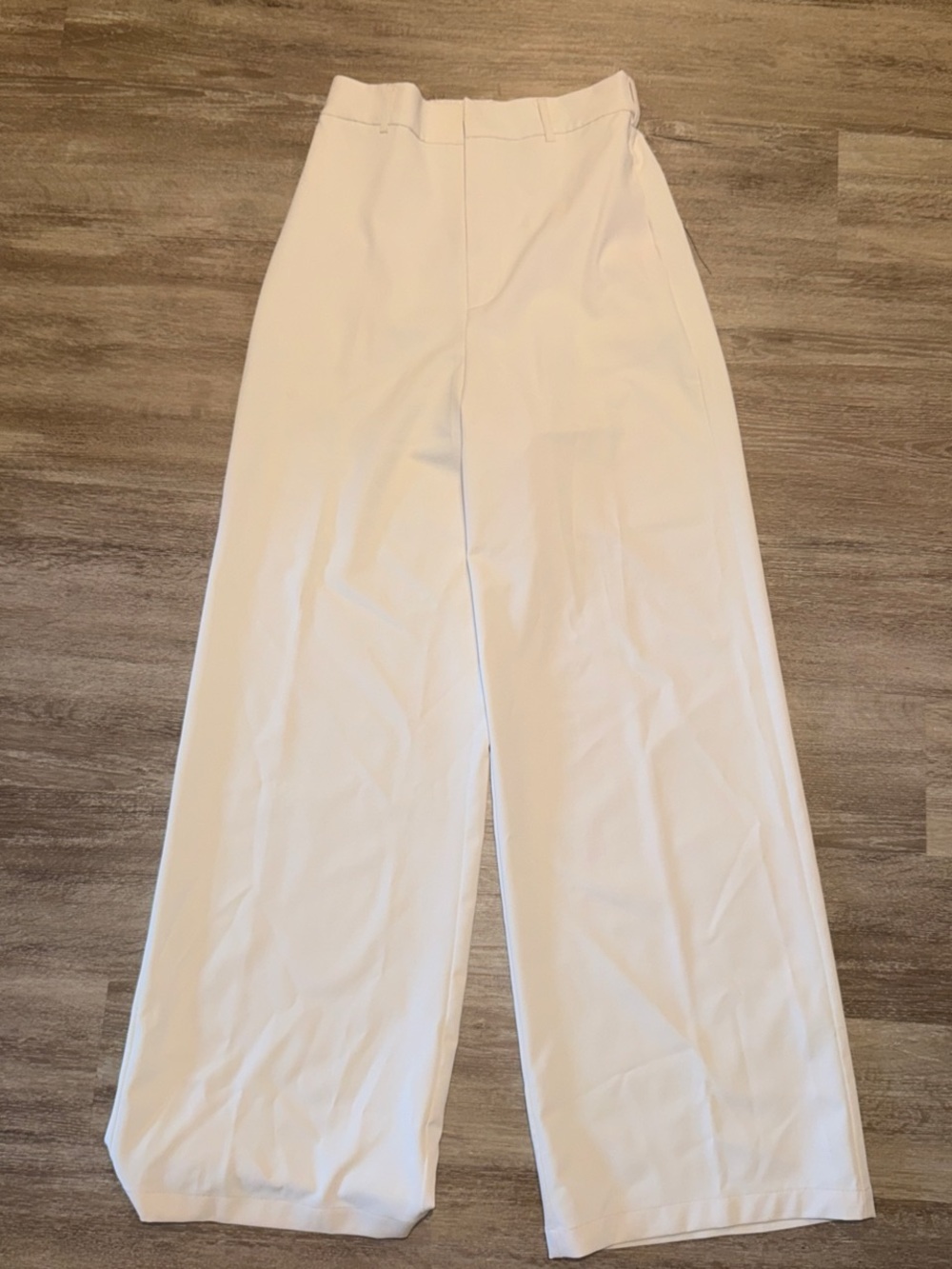 Women's Wide-Leg High-Waist Cream Pants